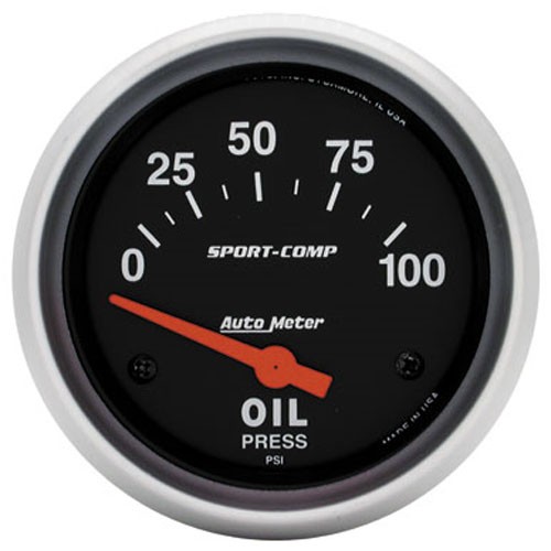 Autometer Sport-Comp 2-5/8" Oil Pressure Gauge 0-100 PSI Electrical