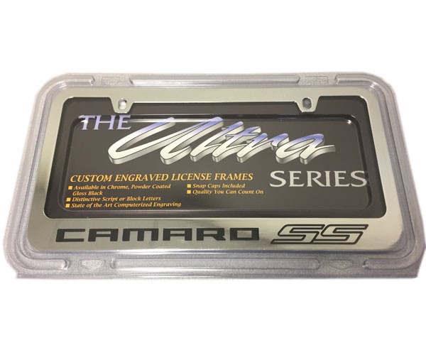 Elite Chrome License Plate Frame Camaro SS Logo