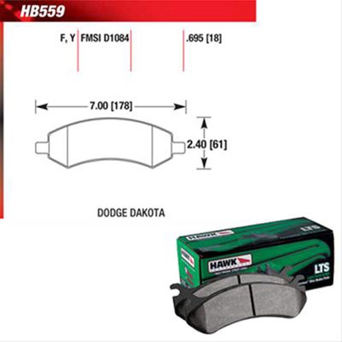 Hawk LTS Front Brake Pads (05-07 Dodge, Ram Truck & SUV) HB559Y.695
