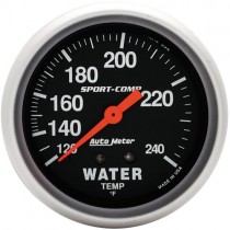 Autometer Sport-Comp 2-5/8" Water Temperature Gauge 120-240`F 6' Tubing Mechanical