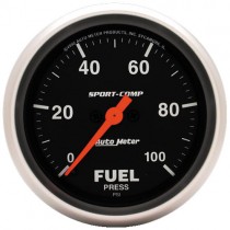 Autometer Sport-Comp 2-5/8" Fuel Pressure Gauge 0-100 PSI W/O Peak&Valley Mechanical